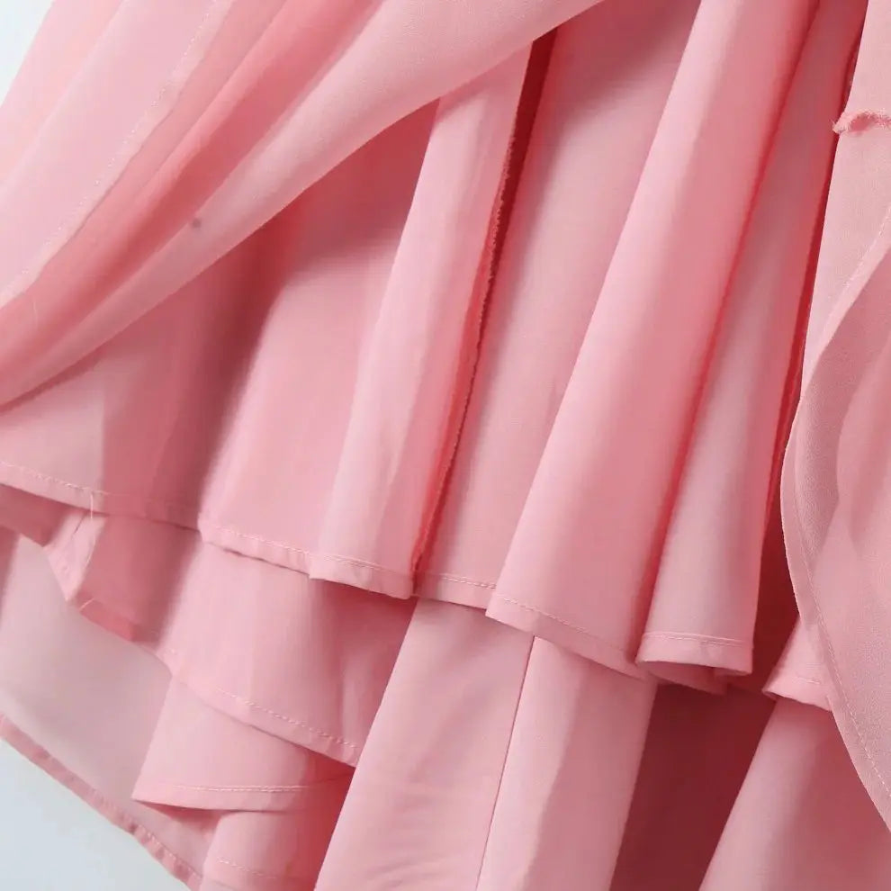 Halter Deep V Pleated Fit and Flare Midi Dress