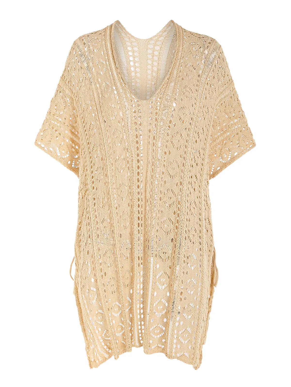 Crochet Knit Tie Side Cover Up Beach Top