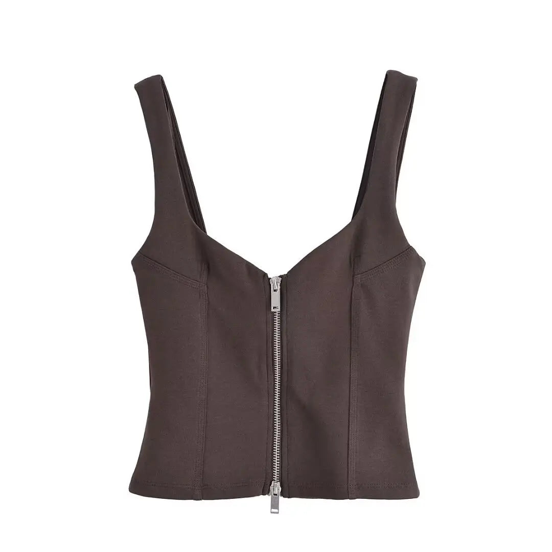 Sexy Fashion Women's Suit Solid Color Backless Zipper Suspender Top Straight Shorts New Summer Beach Party Holiday Suit