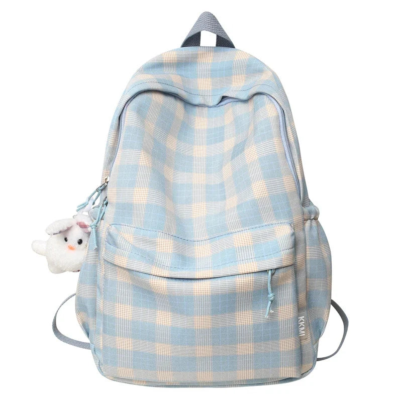 New Fashion Lady Lattice Travel School Bag Female Plaid Cute College Backpack Trendy Women Bag Girl Cool Kawaii Laptop Backpack