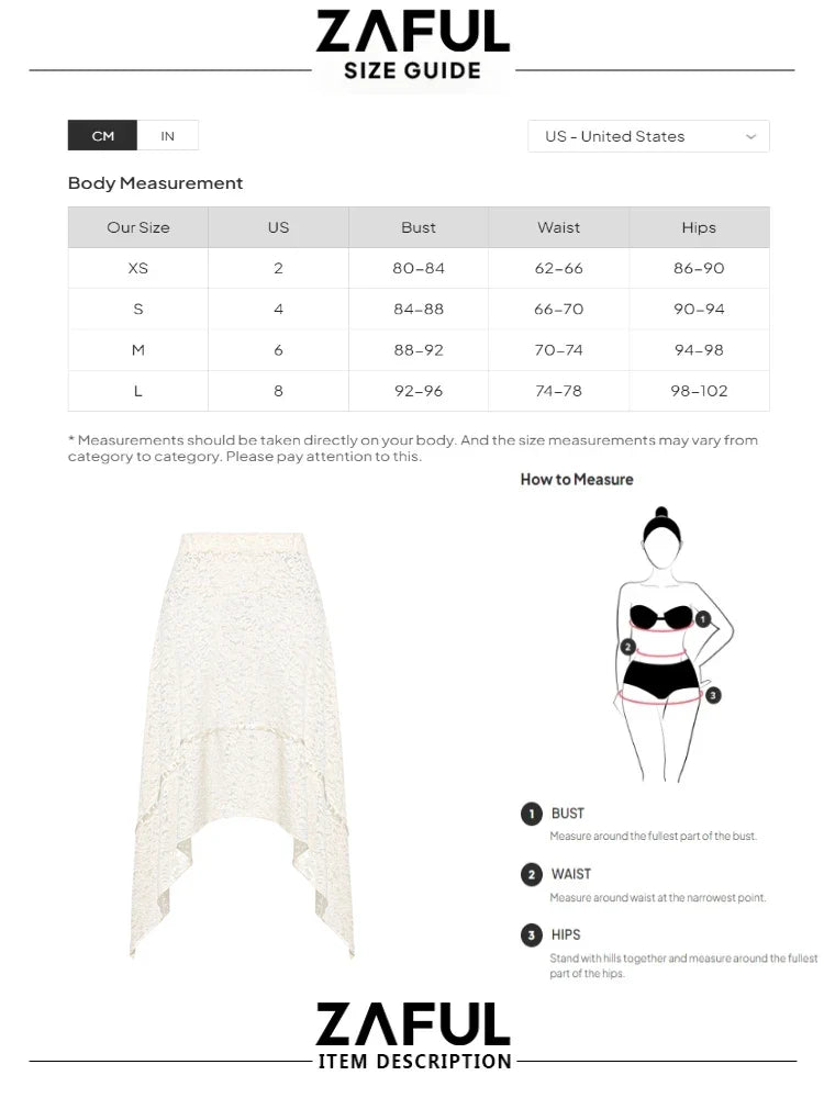 Women's See Through Lace Floral Handkerchief Hem Asymmetric Knee Length Beach Cover Up Skirt