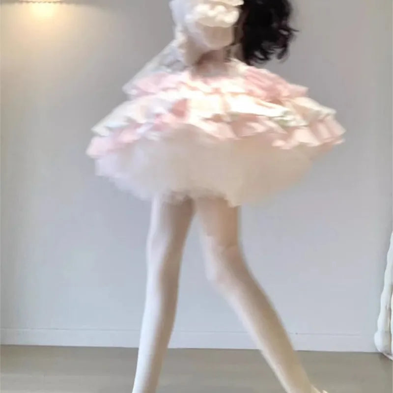 Sweet Girl First Milk Puffy Cake Dress Waist-Tight Fairy