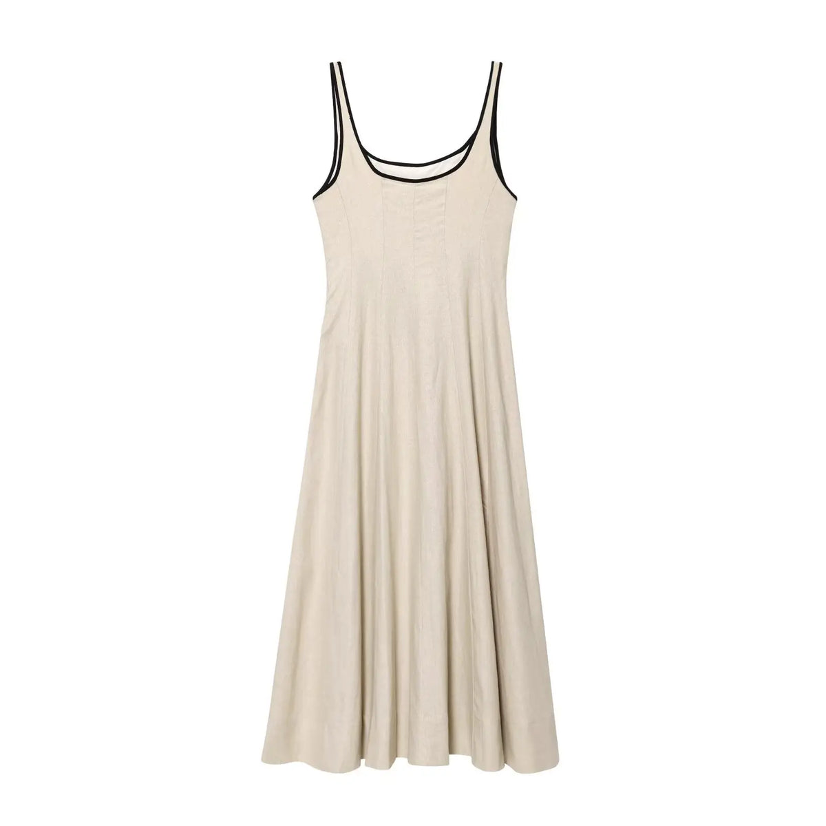 Women's Summer Commuter Simple Casual Midi Dress Sleeveless Square Neck Open Back Side Zipper Bright Line Women's Elegant Dress