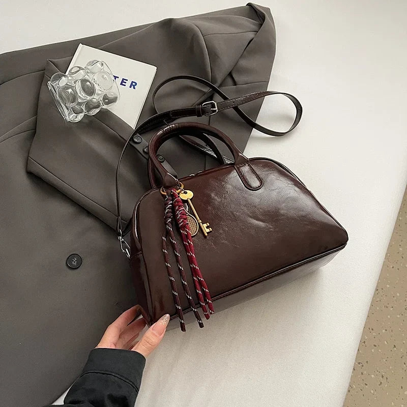 Small PU Leather Shoulder Bags For Women New Winter Y2K Korean Fashion Retro Crossbody Bag Trend Simple Handbags And Purses