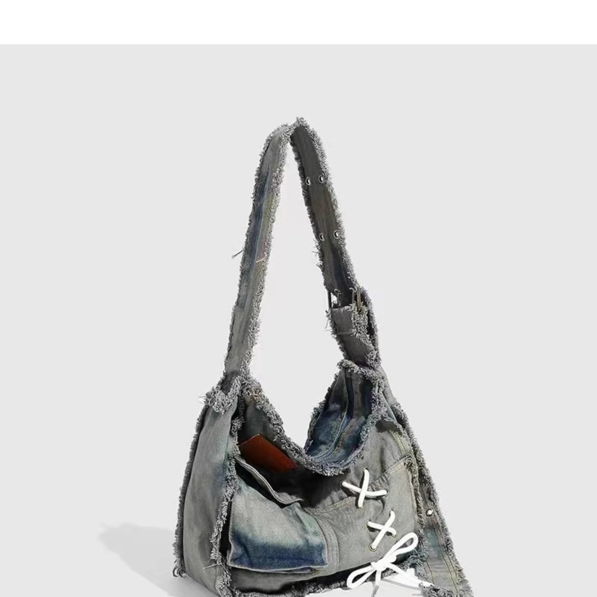 Korean Retro Washed Denim Canvas Bag Niche Cool Versatile Single Shoulder Crossbody Bags for Women and Men