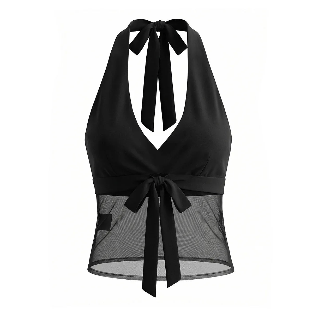 Halter Neck Camisole Polka Dot Skirt Set Women's Summer Sexy Fashionable Personality Neckband Backless Beach Vacation Black Set