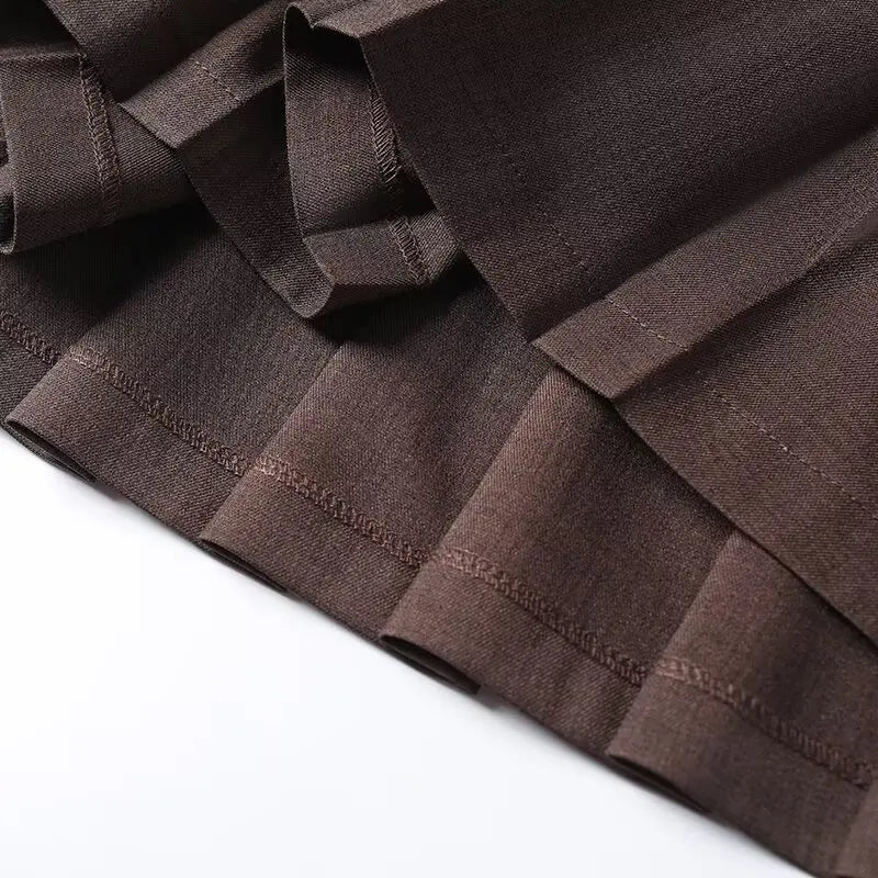 New Commuting Preppy Style Pleated Skirt For Women Side Zipper High Waist Spring Autumn Knee Length Skirts