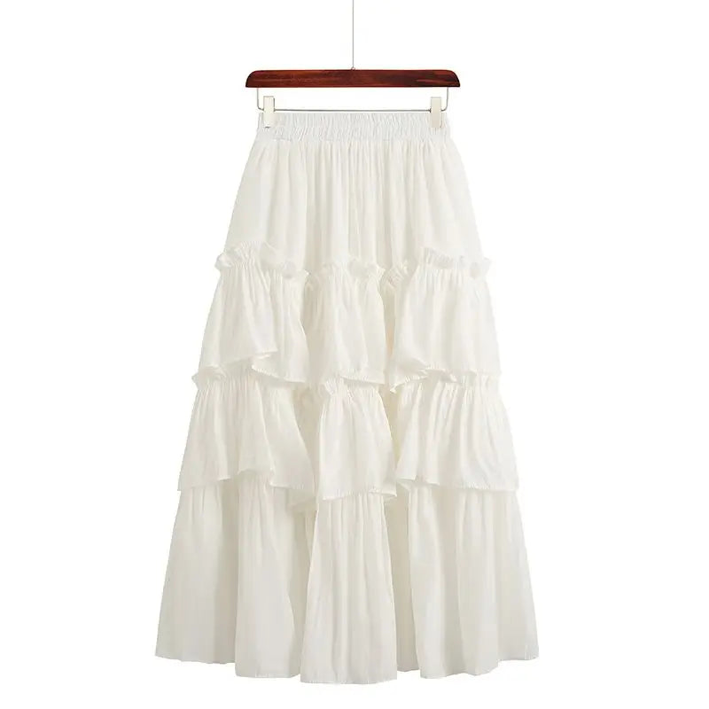 Korean Fashion Skirts for Women Vintage Streetwear French Style Skirts Midi Versatile Sweet 2024 New Spring Summer Skirts