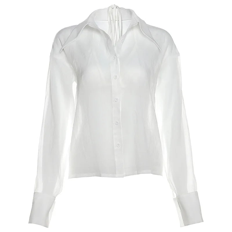 Sexy See-Through Hollow Cardigan Top High Waisted Lace Up Skirt Suit Women's Y2K Hot Girl Outfits Club Party Fashion Suit