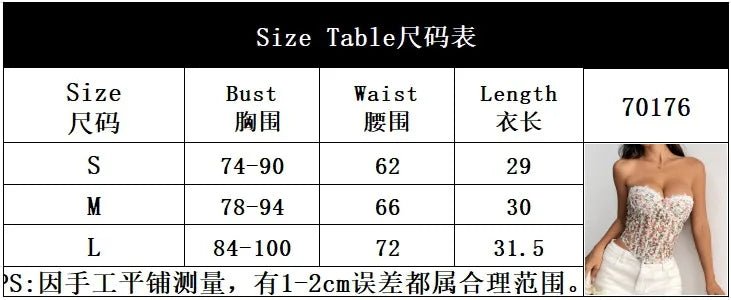 Summer New ProductINSPure Desire Hot Style Flower Embroidered Steel Ring Fishbone Gather Slim See-through Rope Tube Top70176