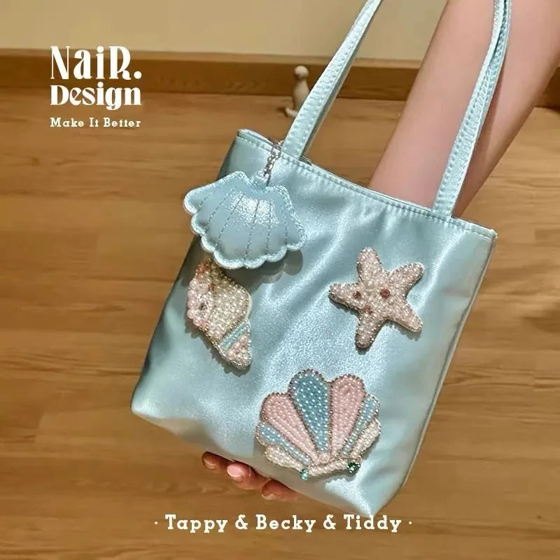 Patchwork Embroidery Luxury Exquisite Women's Handbags Korean Sweet Y2k Aesthetic Clutches Fashion Purses Casual Top-Handle