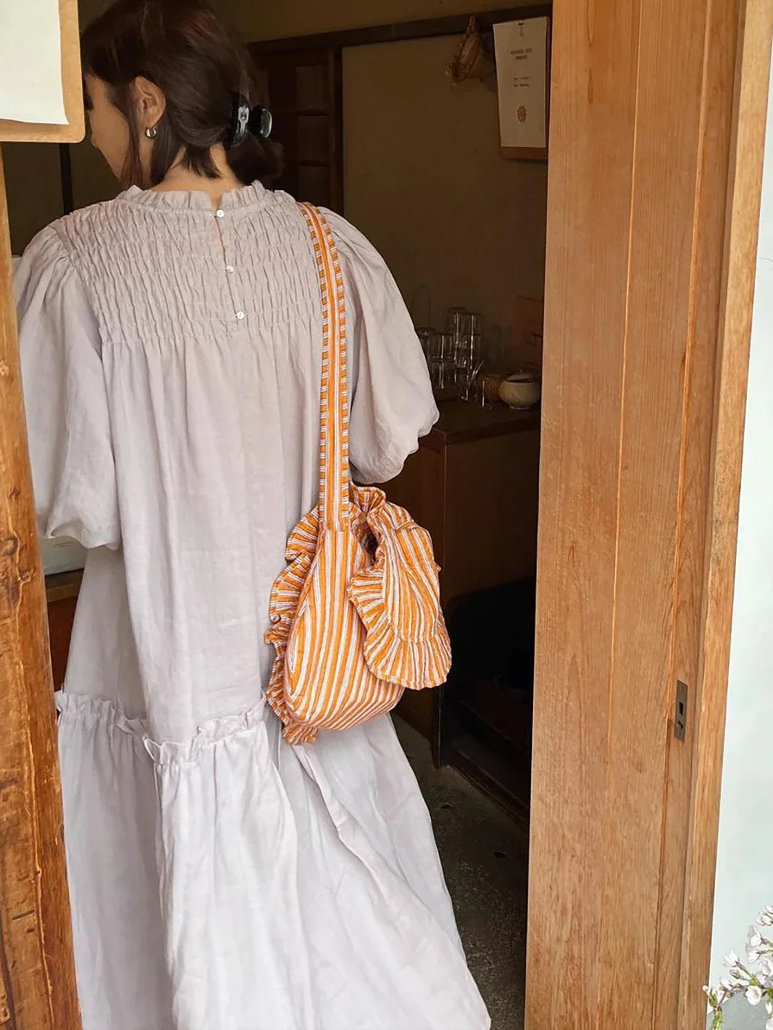 Women's Summer Loose Striped Long Dress Stand Collar Wide Waist Pullover Maxi Holiday Sundress Female