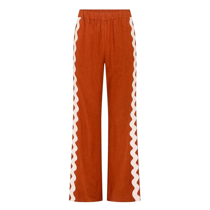 Casual Sleeveless Shirts Long Pant Woman's Set Versatile Loose O-neck Shirts High Waist Trousers Sets Female Spring Chic Outfits