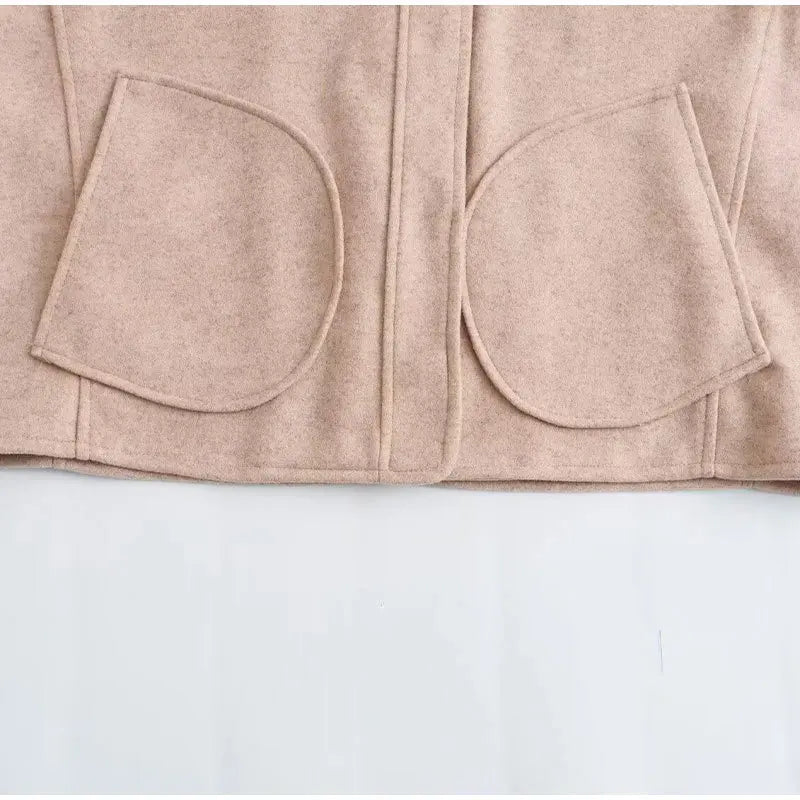 Winter Pocket Female Outwear Slim Patchwork Elegant Commute Fashion Clothes Solid Long Sleeve For Women Cropped Top Coat