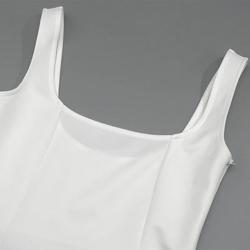 Square Neck Sleeveless A Line Fit and Flare Midi Dress