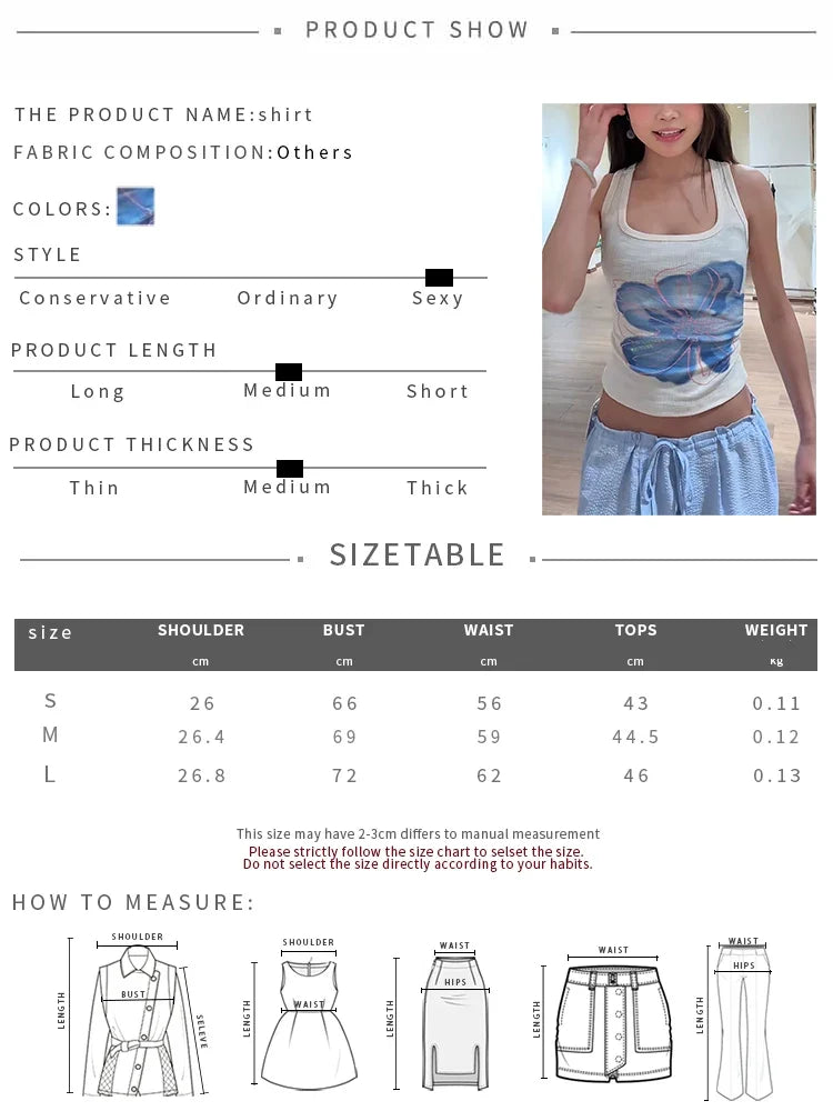 Street Soprty Vest Women High Elasticity Square Collar Floral Print Skinny Versatile Summer Trend Simple Classic Tops