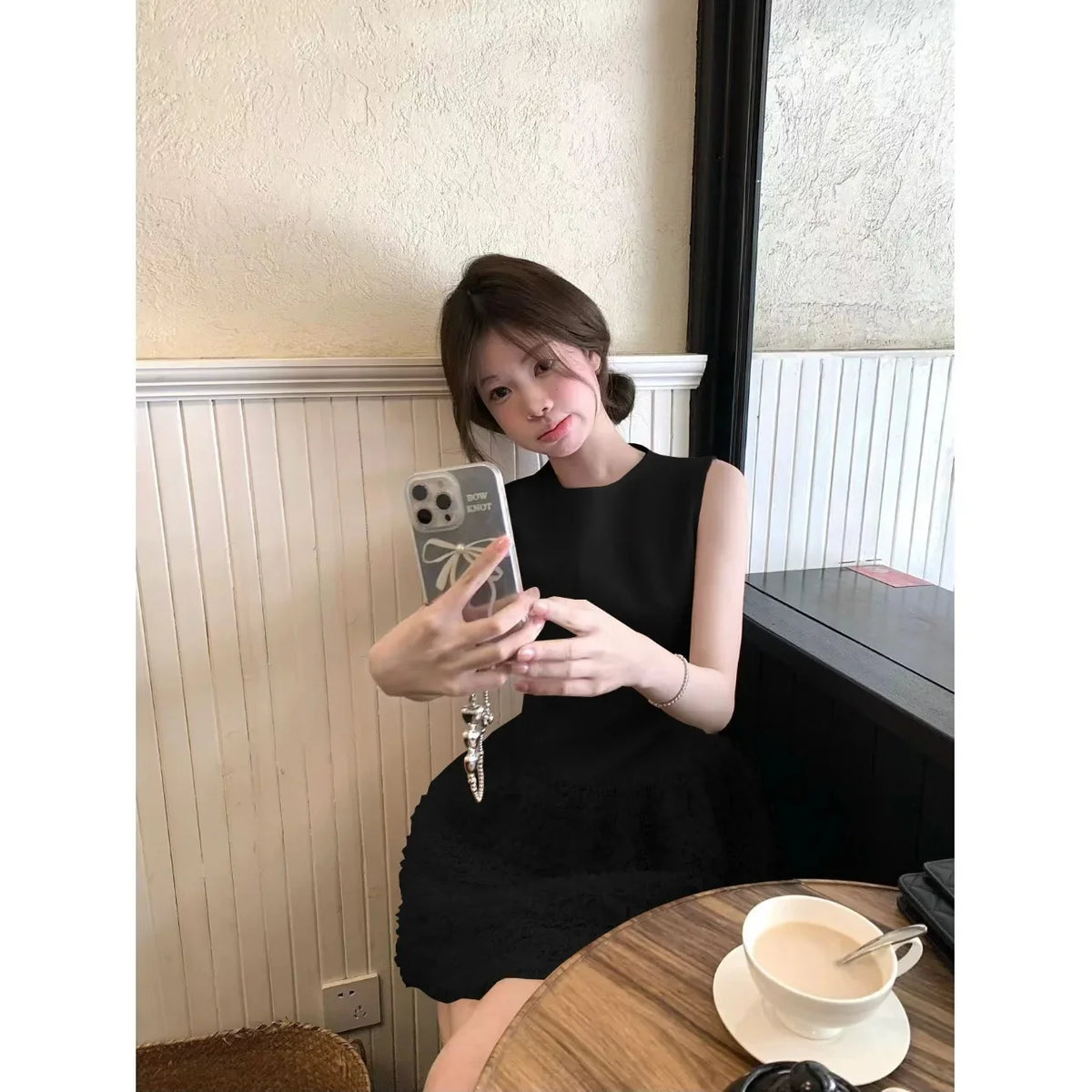Summer O-Neck Mini Dress Party Dress Fashion Layered Mesh Patchwork Sleeveless A-Line Tank Dress