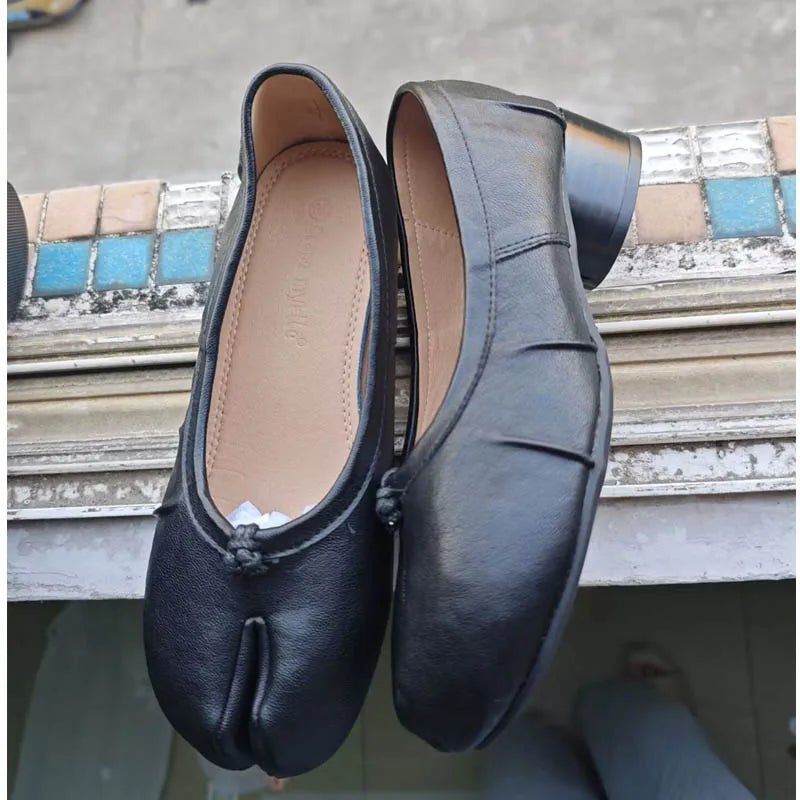 Spring Fashion Round Tabi Toe Handmade Flats Women Design Ballet Ladies Comfortable Shoes Zapatos De Mujer