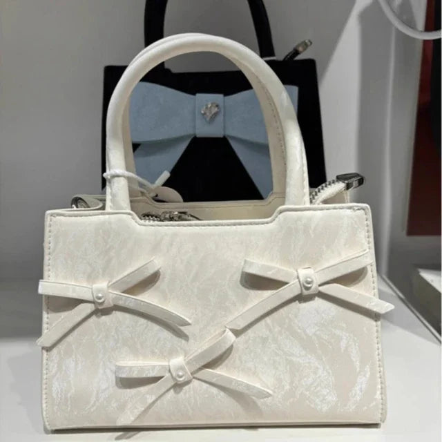 Japanese Fashion Fairy Top-Handle Bags Office Lady Sweet Y2k Aesthetic Shoulder Crossbody Bag Casual Elegant Bow Women Handbags