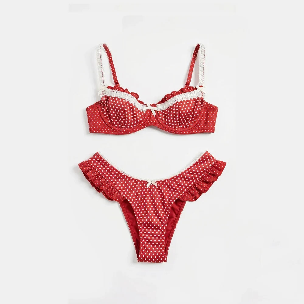 Sexy Underwire Bikini Ruffle Swimsuit Women Swimwear High Leg Two Piece Bathing Suit Beachwear Summer Biquini
