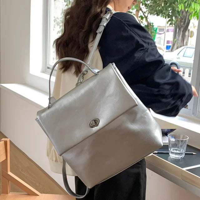 Korean Simple Trendy Solid Schoolbags Y2k Aesthetic High-capacity Fashion Women Handbags Casual All Match Backpack for Students