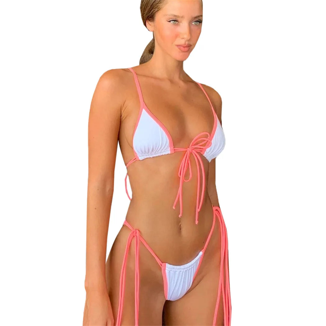 Sexy Micro Bikinis Woman Fashion Bandage Swimwear Sexy Swimsuit Summer String Thong Bikini Set 2 Pic Bathing Suit Beachwear