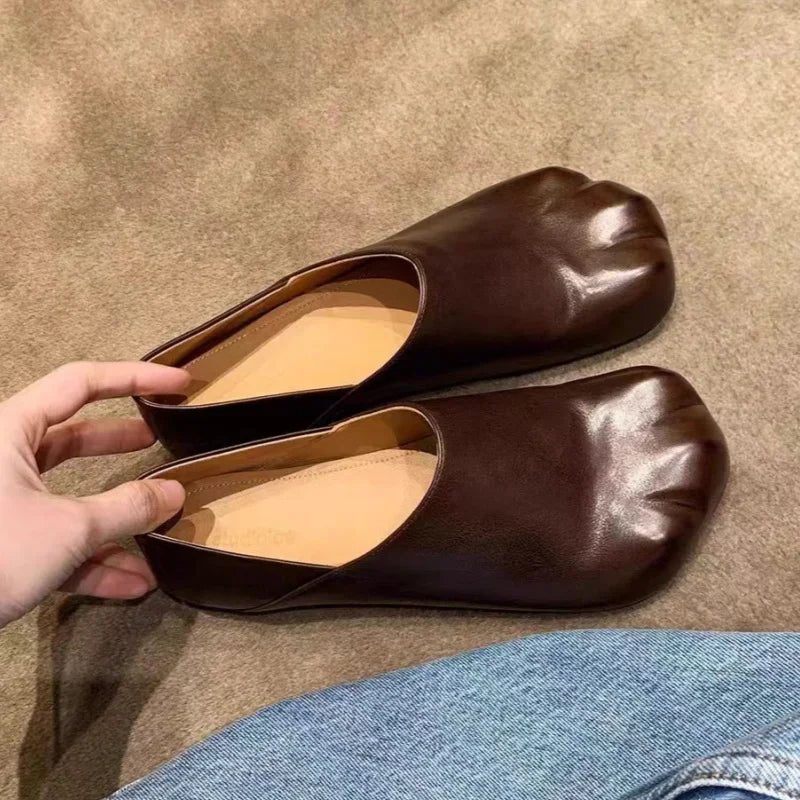 New Style Cat Claws Leather Flats Solid Slip On Leisure Dress Shoes Lovely Girls Fashion Concise Comfy Niche Design Shoes