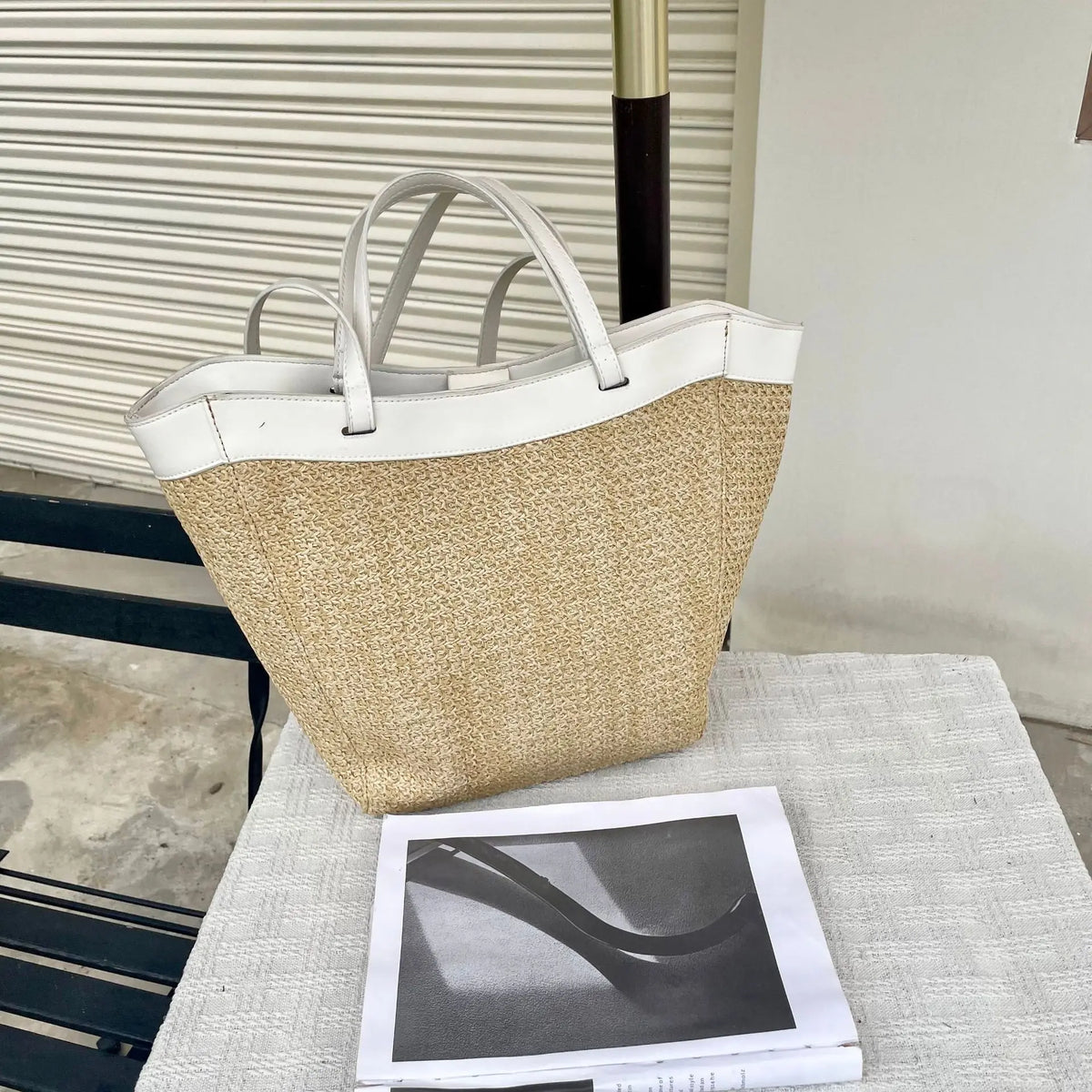 Summer Large Capacity Tote Bag Women Shoulder Bag Handmade Woven Bag Fresh Rural Handheld Grass Woven Women Bag
