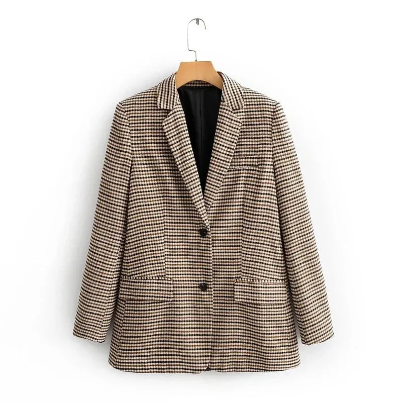 Spring New Ladies Retro Plaid Single Breasted Suit Jacket Sexy High Waist Bag Hip Short Skirt Fashion Casual Women's Suit