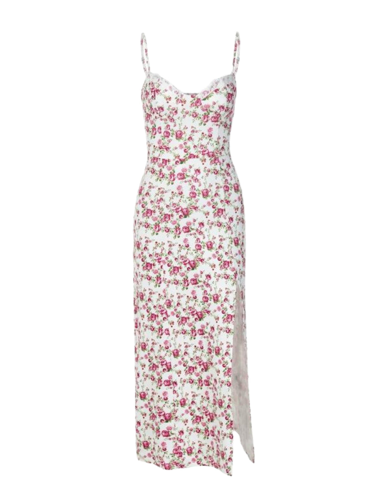 Hermione Floral Print Slit Midi Dress