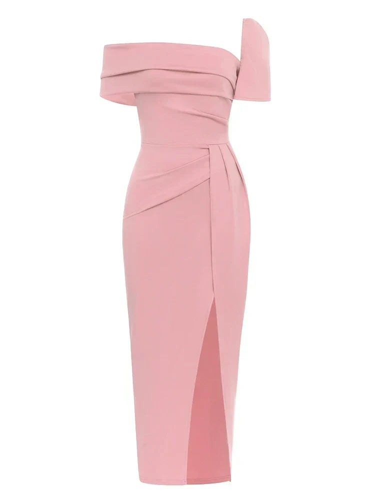 Sexy Square Collar Folds Design Long Dress Short Sleeves Party Dress