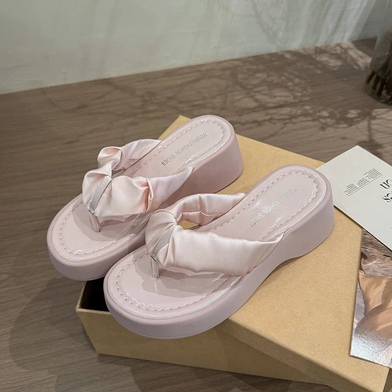 Summer Flip Flop Women Fashion Clip Toe Slippers Casual Comfort Platform Flats Beach Vacation Slides Shoes