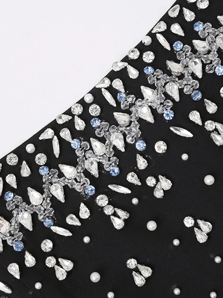 Strapless Beaded Scatter Embellished A Line Mini Dress