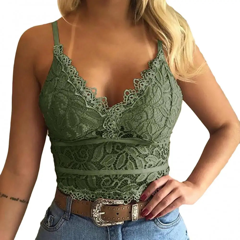 Candy Color Lace V-Neck Camisole Plus Size Bralette Vest