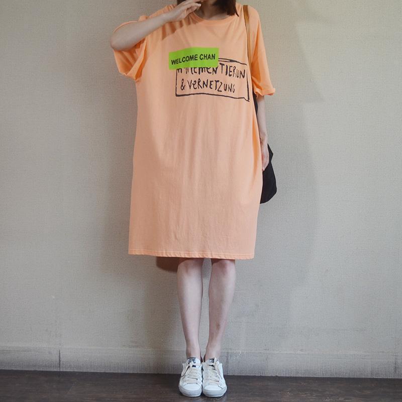 Crew Neck Graphic Print Half Sleeve Oversized T Shirt Dress