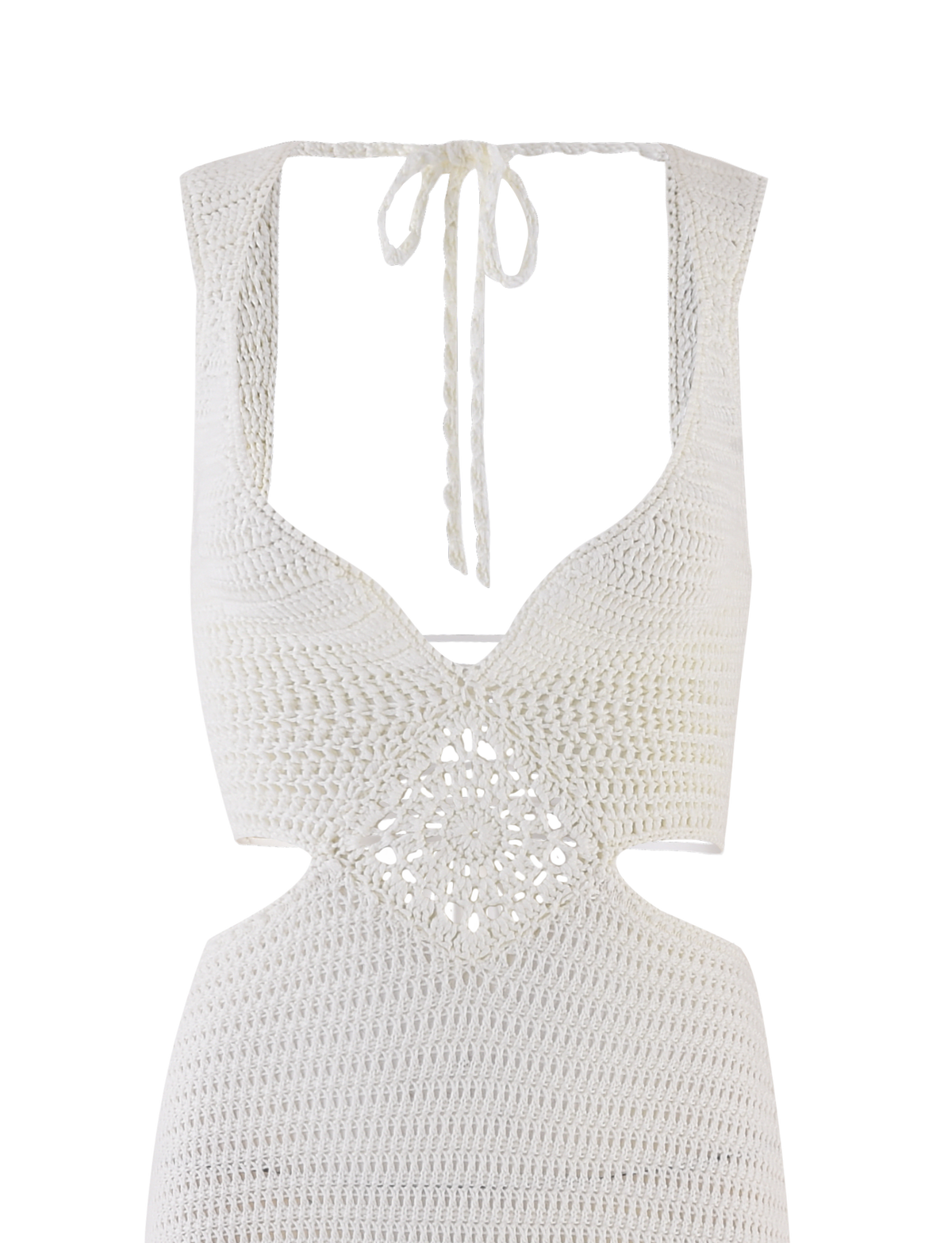 Crochet Medallion Waist Cutout Deep V Neck Tank Maxi Dress
