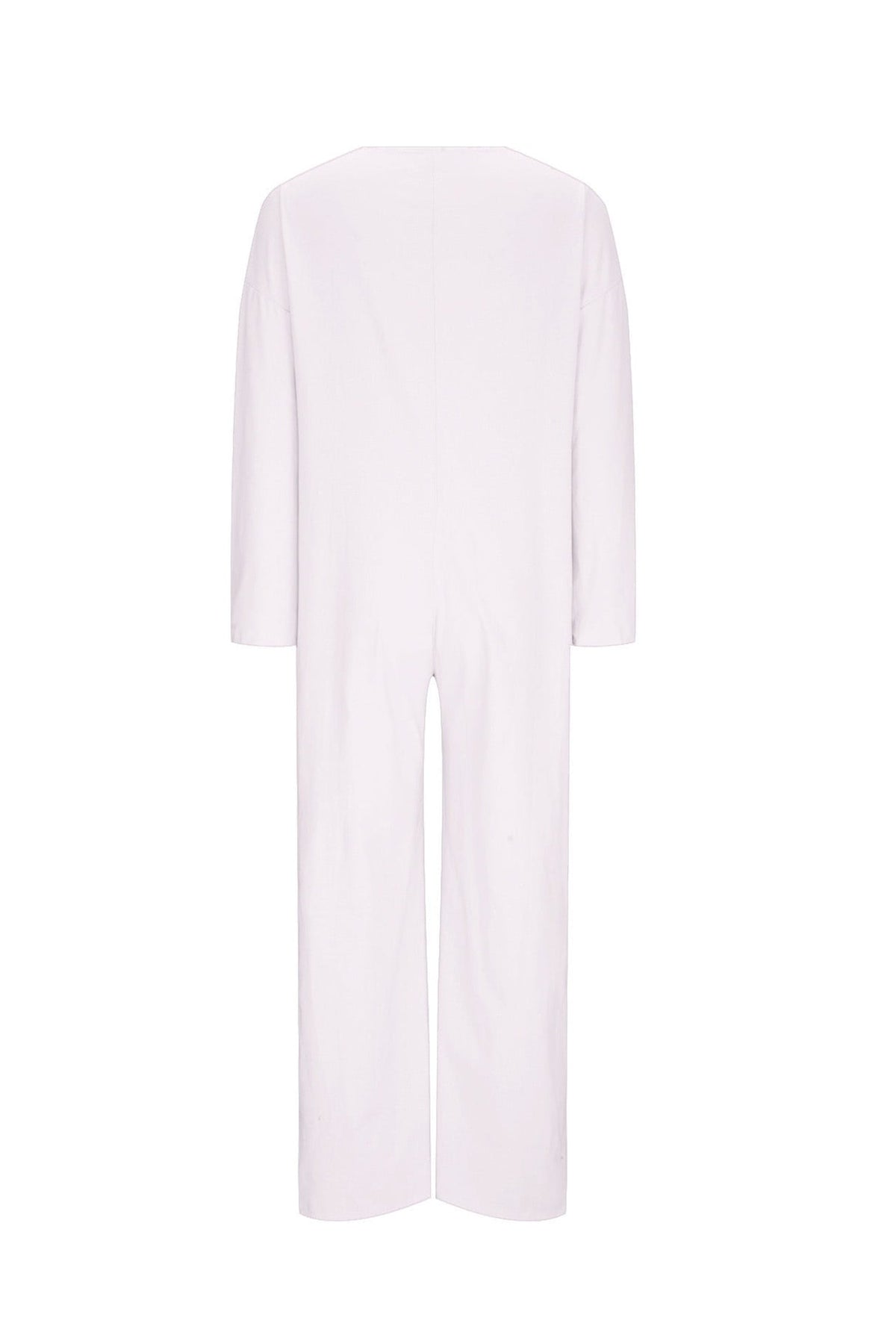 V Neck Button-up Cotton Linen Baggy Jumpsuits