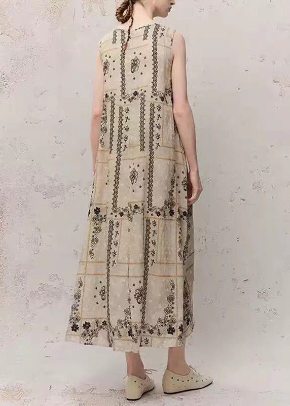 Crew Neck Windowpane Floral Lace Grid Midi Dress