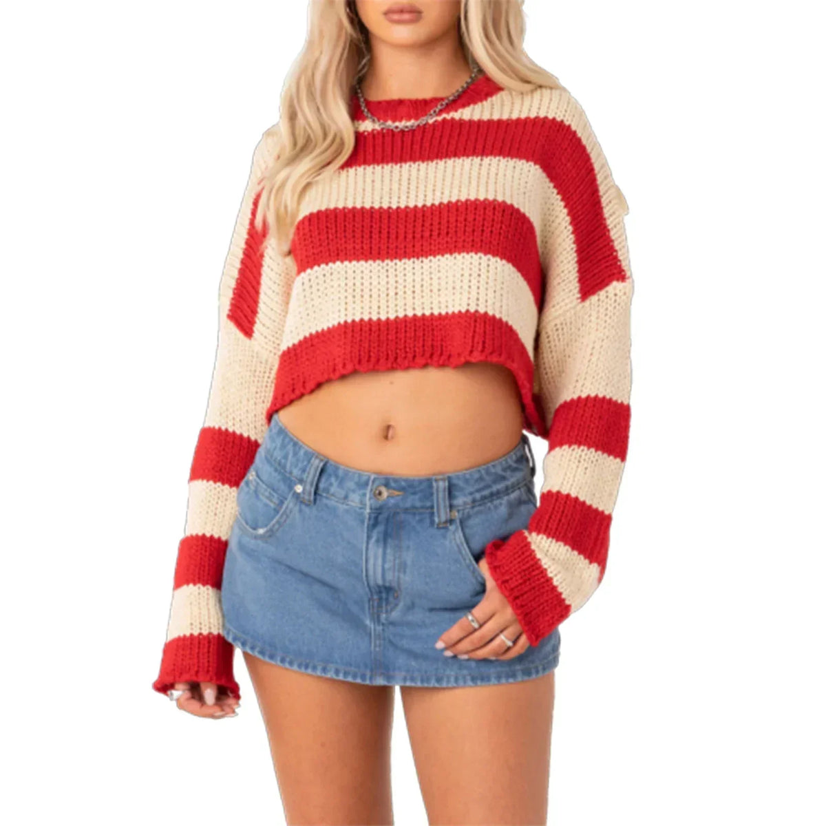Striped Crew Neck Loose Sweater