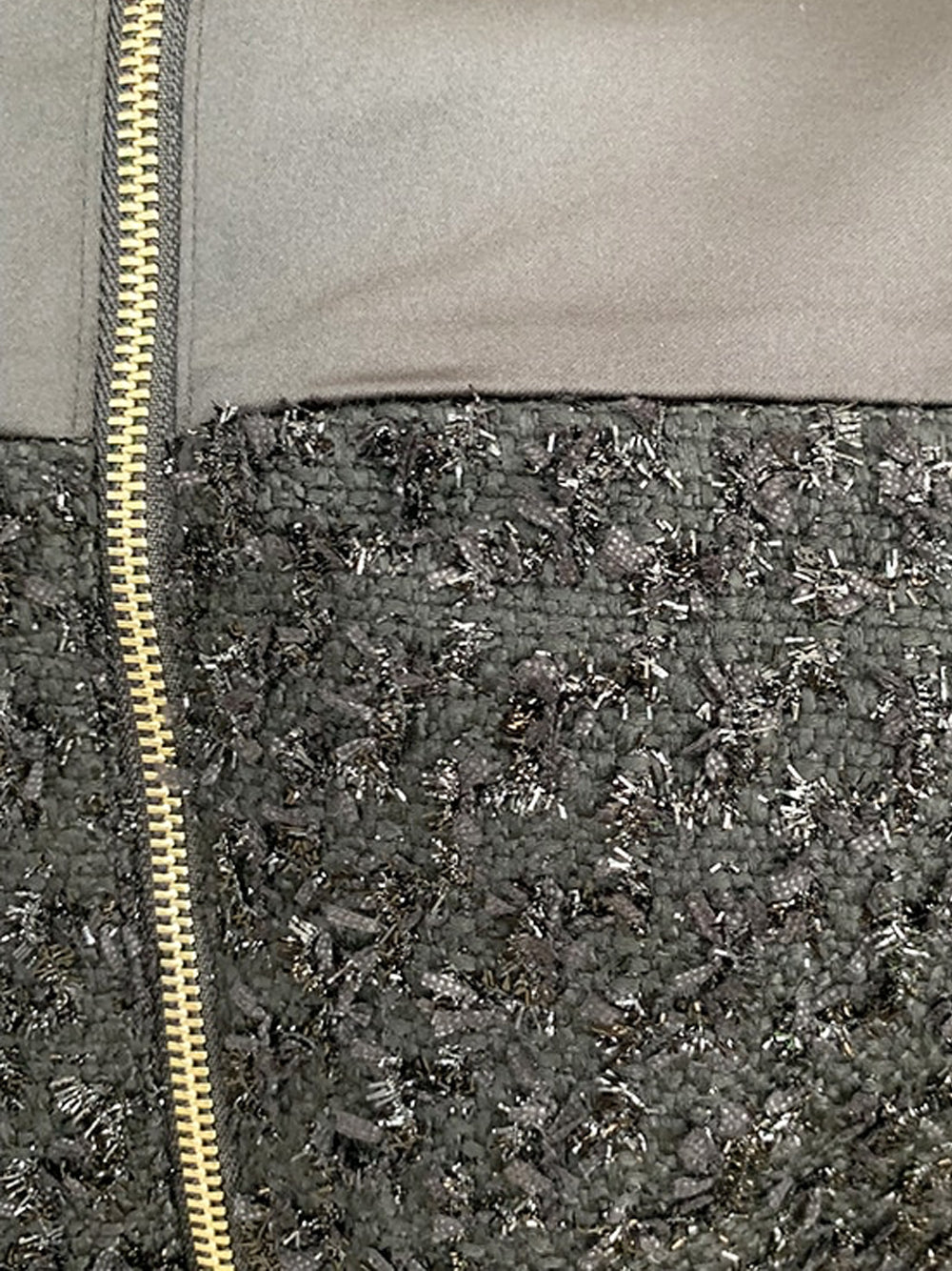 Pointed Collar Tweed Panel Satin Button Front Bodycon Mini Dress