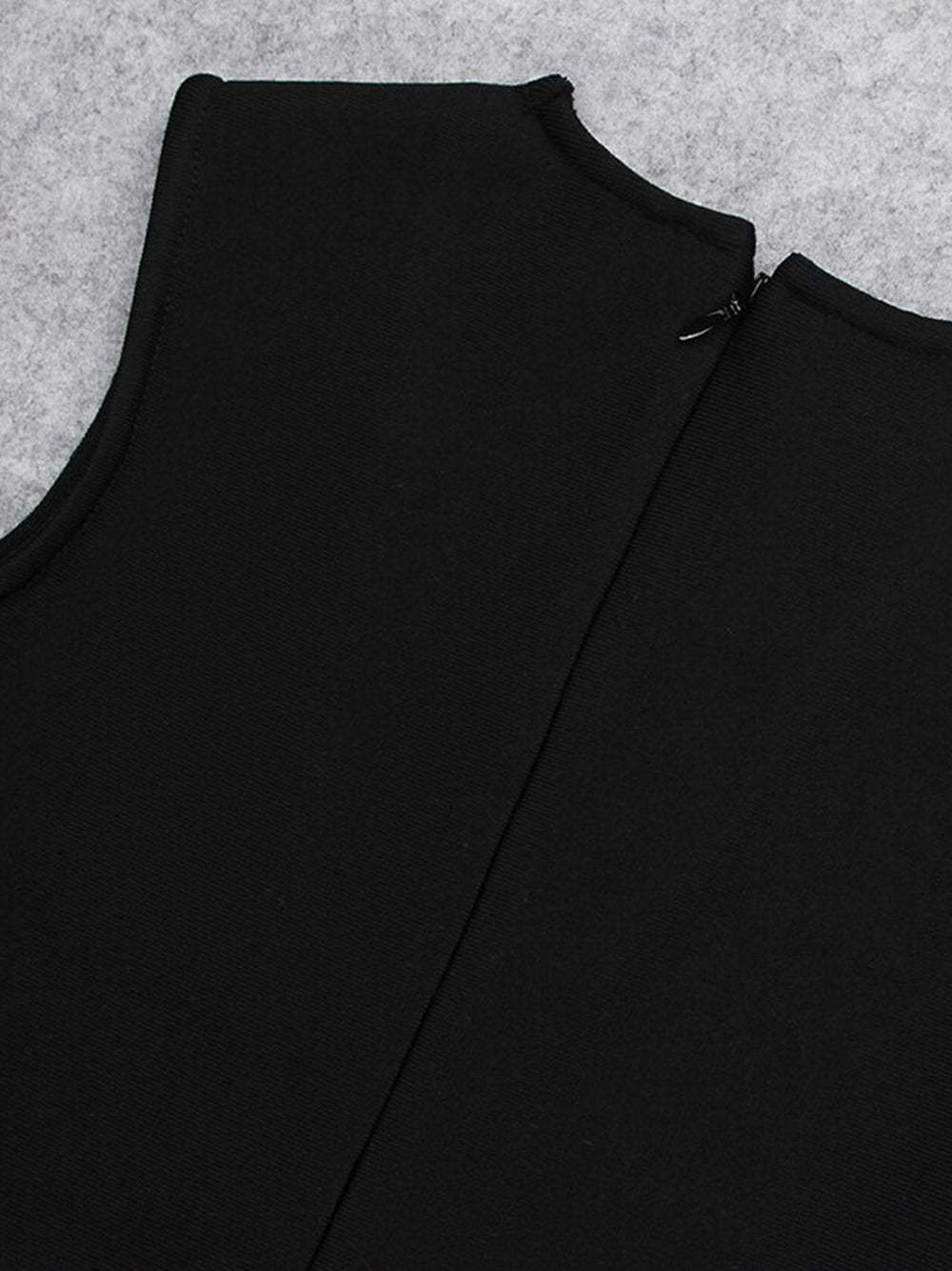 Plunging V Mesh Crystal Panel High Slit Bodycon Mini Dress
