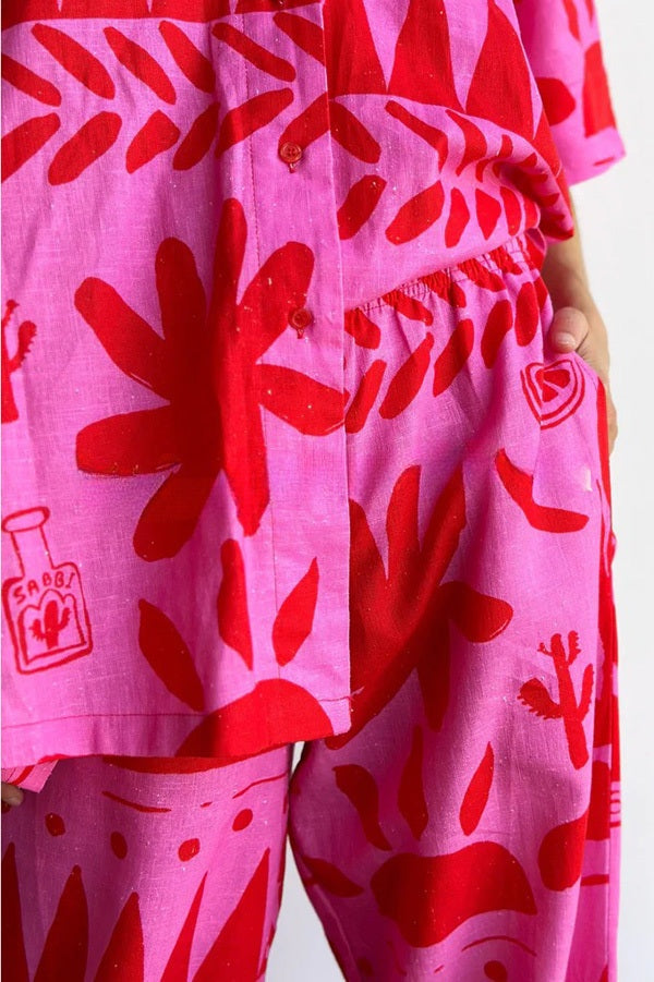 ® Altos Unique Printed Pocket Shirt and Elastic Waist Pants Set