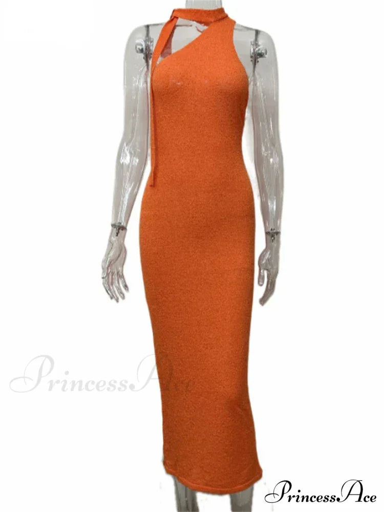 Beach Knitted Halter Bodycon Maxi Dress