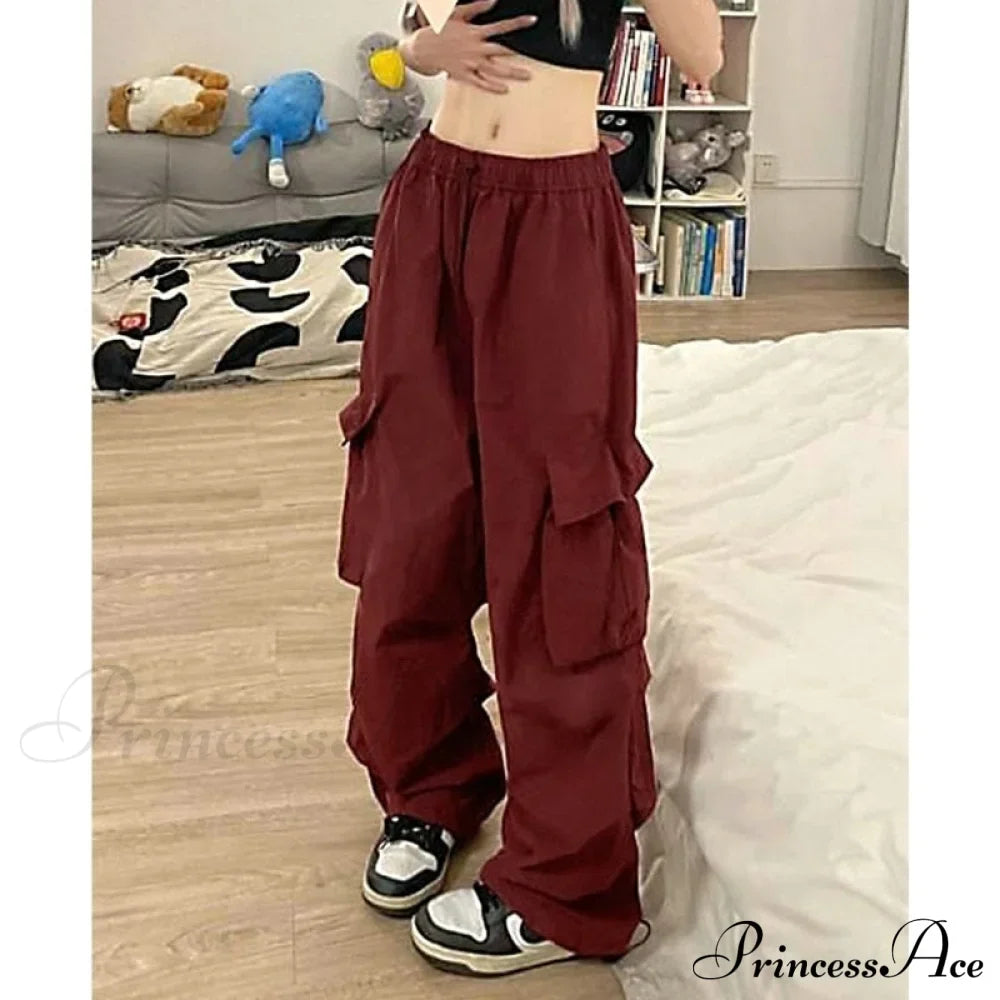 Casual Straight Wide Leg Pockets Joggers Trousers