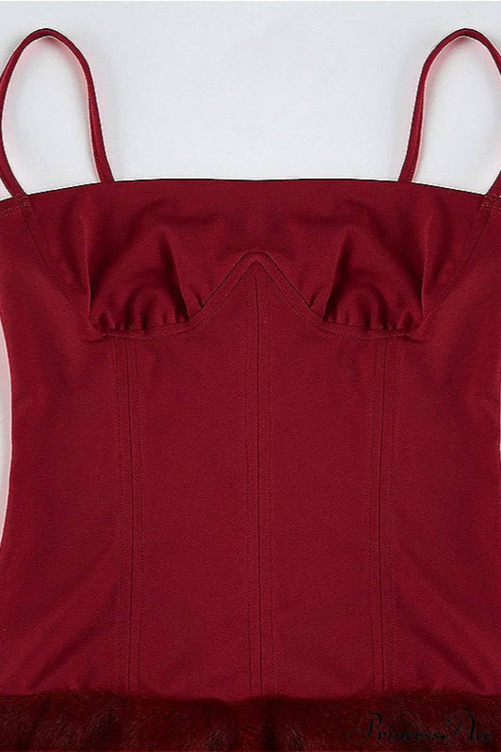 Color Block Faux Fur Spaghetti Strap Corset Party Dress