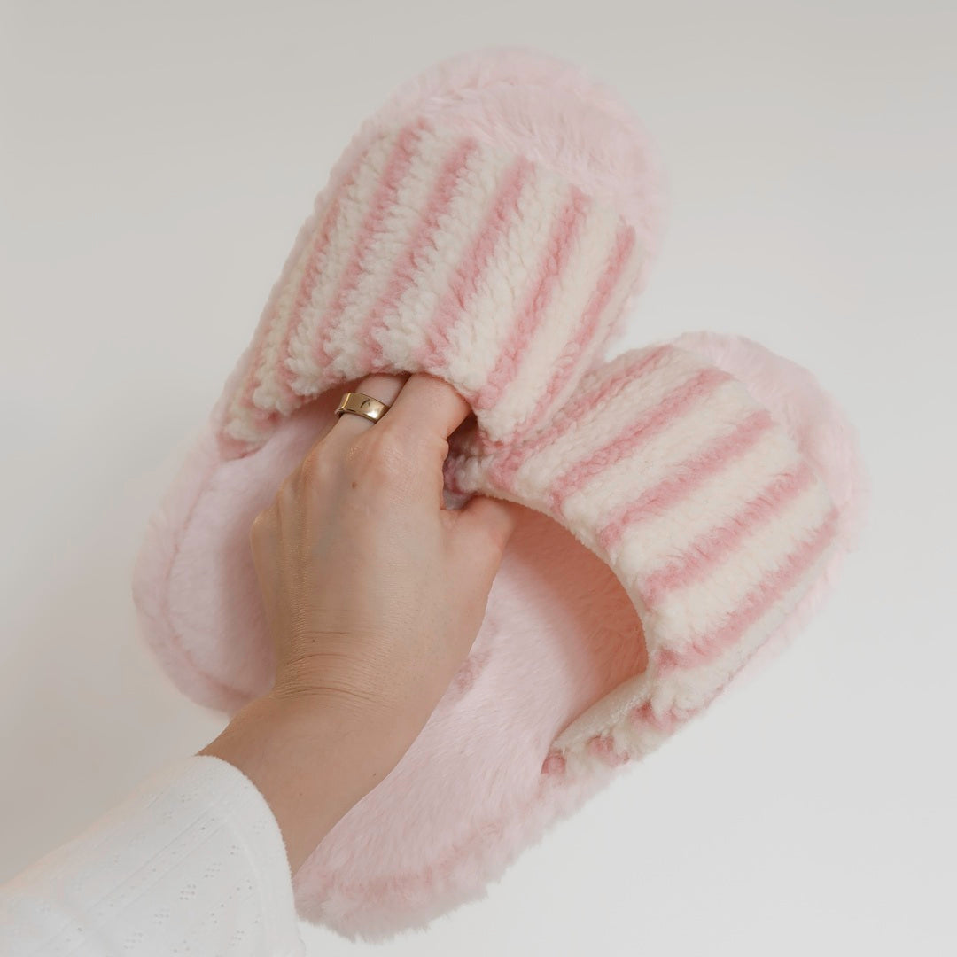 Alicia Plush Striped Slippers