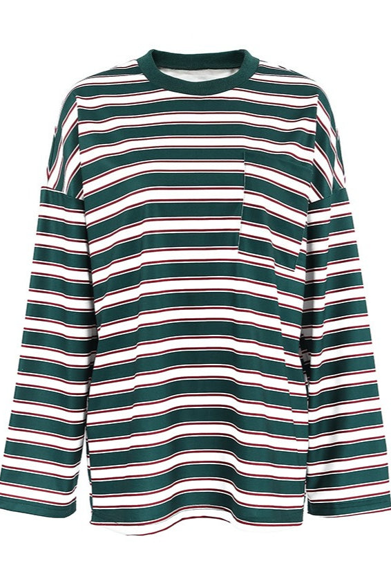 Retro Stripe Crew Neck Long Sleeve Tee