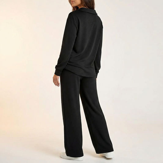 V Neck Blouse and Wide Leg Pants Set