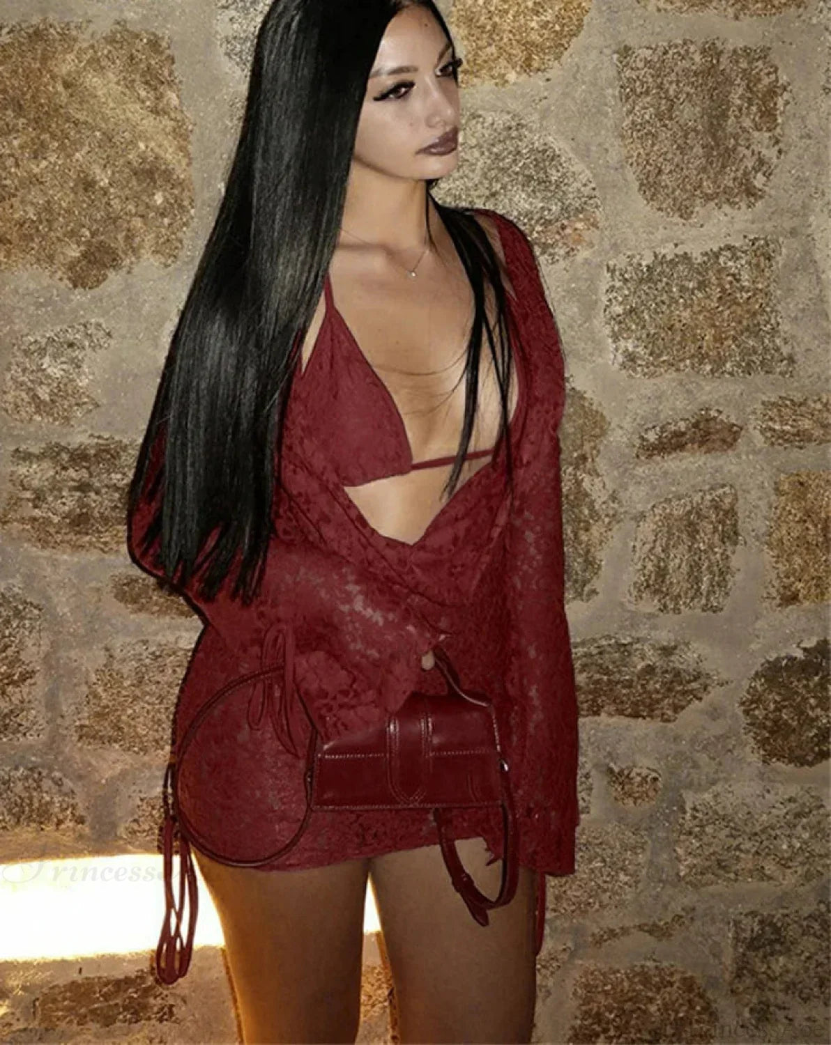 Floral Lace Cowl Neck Tie Cuff Ruched Side Mini Dress Set