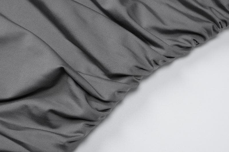 Draped High Neck Side Ruched Sleeveless Bodycon Maxi Dress